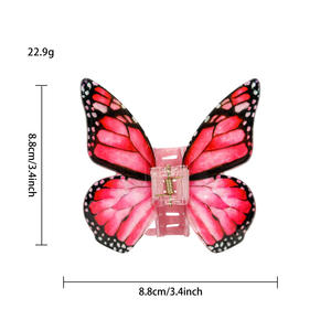Accessoires pour cheveux pour femmes, grande pince à cheveux en acrylique de 11 cm, pince à cheveux en forme de papillon simulé, pince à cheveux pour femme, vente en gros - Product Image 5