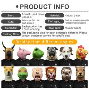 Masques en latex amusants avec des coiffures d'animaux mignons pour Halloween, cosplay, fête costumée, mascarade, festival, jouet, fournitures d'activités - Product Image 3