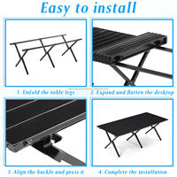 Table de camping pliante 4FT, enroulable, en aluminium noir, pour l'extérieur, table portable pour le camping