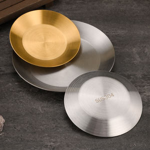 Platos Redondos de Acero Inoxidable 304, Color Sólido Dorado y Plateado, para Fiestas - Product Image 2