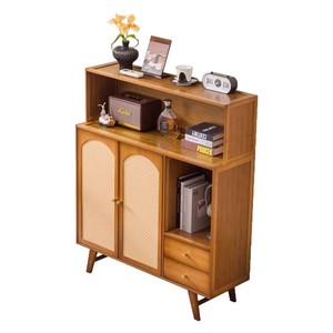 Retro-style solid wood wine cabinet, living room/dining room <b>sideboard</b> <b>storage</b> cabinet, Nordic style wall-mounted <b>storage</b> tea - Product Image 3