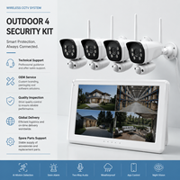 Kit de caméra CCTV sans fil VS6104, moniteur tactile 2K, détection de mouvement par IA, audio bidirectionnel, sirène d'alarme résistante aux intempéries, carte SD 64 Go