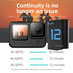 <span class=keywords><strong>TELESIN</strong></span> pour Hero 12/11/10/9 Boîte de charge rapide 3-en-1 1750mAh avec stockage de cartes TF et batterie - Product Image 5