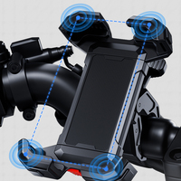Support de téléphone pour moto, vélo, scooter, en ABS et PC, antichoc, fixation sur guidon, rotation à 360°, pour téléphones de 4,7 à 6,8 pouces