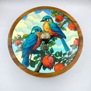 Ensemble de saladiers en bois émaillé coloré faits à la main, design de luxe avec cuillère et fourchette de service, idéal pour les cadeaux - Product Image 1