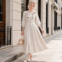 Robes en lin pour femmes personnalisées en usine, vêtements d'intérieur en lin, jupes longues à manches courtes, vêtements grande taille, jupes longues en lin