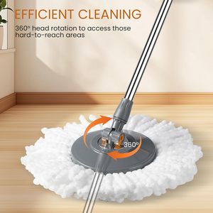 New 360 Spin Dual-drive High Capacity Fast Absorption <b>Bucket</b> Microfiber <b>Mop</b> Steel Pole Twist Handle Self-Wringer for Home Use - Product Image 2