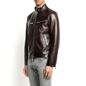 OEM Manufacturers Custom Men's Collar Leather Varsity Jacket Camouflage Embroidery Motorcycle Jacket Canvas <b>Fabric</b> Coating - Product Image 3