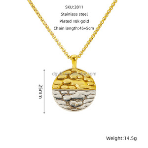 จี้สร้อยคอรูปแผ่นดิสก์ลายตอก <span class=keywords><strong>2</strong></span> สี ซันมูน 18K ชุบทอง PVD สแตนเลสสตีล กันน้ำ ไม่หมอง ทรงกลมไม่สมมาตร - Product Image 5