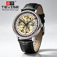 TEVISE Luxuriöse Herren-Armbanduhr mit Skelettiertem Zifferblatt, Wasserdicht und Leuchtend