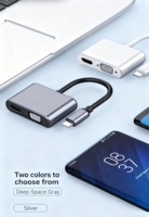 4K HDTV Home Theater & Docking Station Komputer USB3.1 Tipe-C ke HD/VGA 2 in 1 Kombinasi Pelindung dengan Selubung PVC