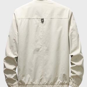 Veste pour homme en tissu enduit avec impression de logo personnalisé, col montant, simple boutonnage, poches latérales et fermeture éclair, idéale pour le fitness - Product Image 2