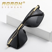 A716 Aoron Conduite UV400 Protection Rectangle Métal Lunettes de Soleil de Luxe Lunettes de Soleil Polarisées Hommes Lunettes de Soleil Noir Photochromique