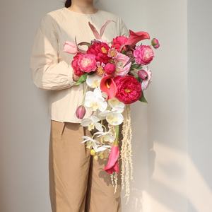 Восточный Водопад Букет Белая орхидея Калла Лилия, искусственный фаленопсис для свадьбы, готовый запас - Product Image 1