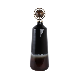 Vaso moderno in vetro conico, sfumato da nero a marrone, vaso decorativo da tavolo per soggiorno, decorazione per la casa, elegante elemento d'accento. - Product Image 4