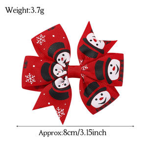Fiocchi 3.15 pollici fermaglio per capelli per bambini ragazze del nuovo anno decorazioni per feste stampa fermaglio per capelli per bambini accessori per capelli natalizi - Product Image 3