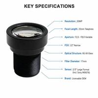 Objectif de surveillance de sécurité IMX676 1/1.6" 2/3" 20MP 25mm, objectif optique pour vision robotique intelligente