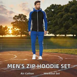 Conjunto Deportivo Personalizado al por Mayor de 2 Piezas, Transpirable, 100% Algodón, Sudadera con Cierre, Traje Deportivo para Hombre, para Correr, Entrenamiento, Casual - Product Image 2