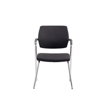 Chaise de bureau ergonomique rembourrée en tissu pour visiteurs, avec base chromée et accoudoirs fixes, idéale pour les conférences et la formation (vente en gros)