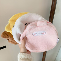 Portable mignon fille dessin animé en peluche sac de maquillage poulet ours en forme d'animal sac de rangement étudiant soins de la peau trousse de toilette