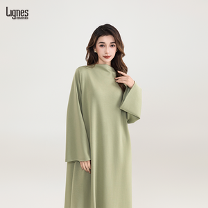 Abiti Lunghi Musulmani del Produttore in Tessuto Satinato Personalizzati con Collo Tondo Tinta Unita Casual a <span class=keywords><strong>Maniche</strong></span> <span class=keywords><strong>Lunghe</strong></span> - Product Image 6