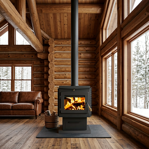 1550 pieds carrés Surface de chauffage 14.4KW Poêle à <span class=keywords><strong>bois</strong></span> intérieur en acier moulé Poêle à <span class=keywords><strong>bois</strong></span> avec bûches de feu Chauffage à <span class=keywords><strong>bois</strong></span> - Product Image 1