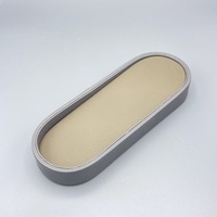 Boîte de rangement ovale en cuir haut de gamme pour télécommande, design luxe américain, pour hôtel