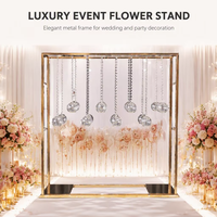 Support à fleurs rectangulaire élégant et luxueux en métal doré, cadre carré, grand modèle, pour décoration de fête