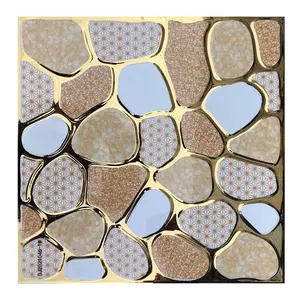 Azulejos decorativos de cerámica para suelo y pared, diseño de lujo para baño y cocina, Color dorado, 300x300