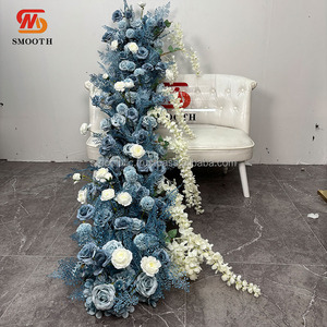 Guirlande de mariage en gros, décoration d'événement, boule de fleurs bleu poussiéreux, centre de table floral - Product Image 2