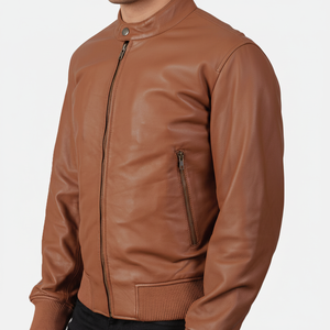 Chaqueta de Cuero para Hombre en Color Marrón Personalizada / Chaqueta de Cuero de Oveja para Hombre / Chaqueta de Cuero Acolchada - Product Image 1