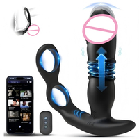 Vibrateur anal double anneau 3-en-1 pour hommes, stimulateur de prostate à 3 poussées et 10 vibrations, plug anal pour masturbation masculine - Nouveauté promotionnelle