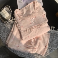 Ensemble de pyjama en coton pour femmes de luxe, deux pièces, avec pantalon à manches longues, taille élastique, tissu respirant et à séchage rapide