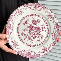 Offre Spéciale Assiettes de Dîner en Céramique France Style Personnalisées Motif Imprimé Décoration Plateau Rond Ensemble pour Maison Mariage