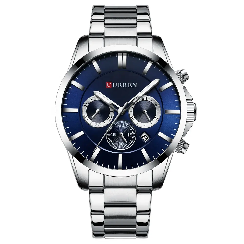 Brand CURREN Men's Watch Men's Calendar Business Watch Multi-function Six-hand Steel Band Quartz Watch