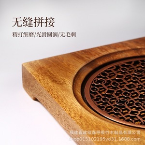 Wooden Teapot Holder 14Cm Square <b>Tea</b> Saucer With Drainage Kung Fu <b>Tea</b> <b>Set</b> Accessory - Product Image 4