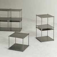 Étagère de rangement modulaire en acier inoxydable brossé, organisateur et présentoir empilable multi-niveaux, style minimaliste haut de gamme