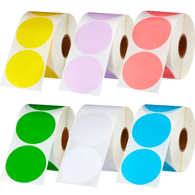 Customizable 2-Inch Round Adhesive Stickers Personalized Waterproof Circle Printing Thermal Labels with Custom Logo