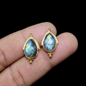 ตัวเชื่อมต่อหินลาบราดอไรต์แบบมีเสน่ห์ ตัวเชื่อมต่อกรอบทองเหลือง ตัวเชื่อมต่อขายส่ง อุปกรณ์เชื่อมต่อแบบทำมือ เครื่องประดับสำหรับผู้หญิง - Product Image 4