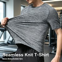 T-shirt de sport unisexe sans couture en tissu nid d'abeille, séchage rapide, anti-frottement, respirant, coupe ajustée, col rond, manches courtes
