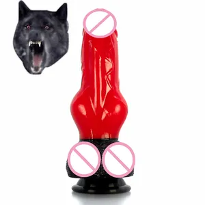 Faak 21Cm Binatang Besar Perro Monster Dildo dengan Simpul Toko Seks Multiwarna Anjing Penis Silikon Dildo untuk Wanita