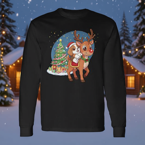 T-shirt à manches longues pour chien chiot Beagle, Père Noël monté sur un renne, Noël - Product Image 3