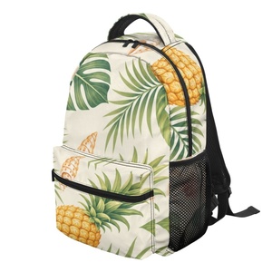 Mochila con Estampado de Hibisco y Piña Hawaiana, Directo de Fábrica, de Poliéster, con Estampado Completo, con Correas de Hombro Ajustables para Viaje - Product Image 3