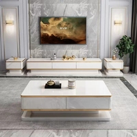 Table basse moderne et meuble TV en bois, console multimédia de luxe, ensemble de meubles de salon