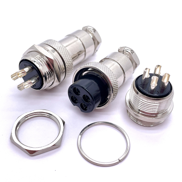 Soulin Aviation Waterproof Bulkhead Electrical Cable Connector GX20-4PIN Round 4 Pin Metal Plug Connectors