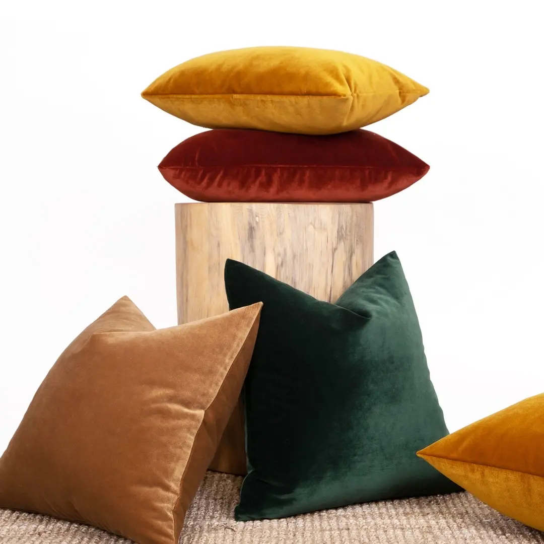 Wholesale velvet cushion cover brown Decorative Velvet Throw Pillow Cover Soft Pillowcase Solid for Sofa Bedroom Car 18x18 20x20