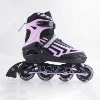 PAPAISON Patins à roulettes en ligne de haute qualité en PU à 4 roues avec frein arrière, clignotants, confortables et réglables