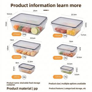 6 contenants de préparation de repas sans BPA avec couvercle, plusieurs tailles, récipients de stockage alimentaire, compatibles micro-ondes - Product Image 3
