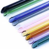 Paille en verre borosilicate réutilisable droite avec pointe biseautée inclinée, paille à boire colorée pour Bubble Tea Boba 20 cm