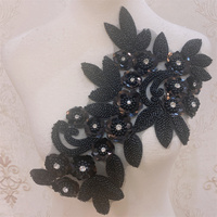 Nouvelle applique en dentelle à fleurs perlées, couture, garnitures de mariage, motif de broderie, 21*35cm